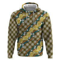 Polynesian Monstera Tiare Floral Zip Hoodie Yellow Tropical Plaid LT01 Pullover Hoodie Yellow - Polynesian Pride