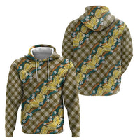 Polynesian Monstera Tiare Floral Zip Hoodie Yellow Tropical Plaid LT01 - Polynesian Pride