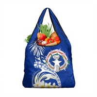 Northern Mariana Islands Commonwealth Day 2024 Grocery Bag Dolphin With Plumeria Flower