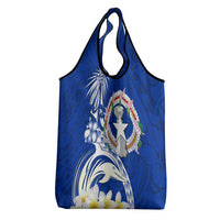 Northern Mariana Islands Commonwealth Day 2024 Grocery Bag Dolphin With Plumeria Flower