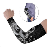 Hawaii Mermaid Monotone Arm Sleeves Polynesian Pattern Fish Hook LT01 Set of 2 Black - Polynesian Pride