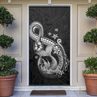 Hawaii Mermaid Monotone Door Cover Polynesian Pattern Fish Hook LT01 Black - Polynesian Pride