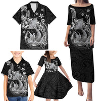 Hawaii Mermaid Monotone Family Matching Puletasi and Hawaiian Shirt Polynesian Pattern Fish Hook LT01 - Polynesian Pride