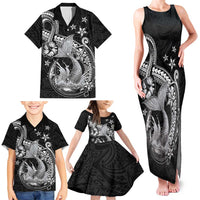 Hawaii Mermaid Monotone Family Matching Tank Maxi Dress and Hawaiian Shirt Polynesian Pattern Fish Hook LT01 - Polynesian Pride