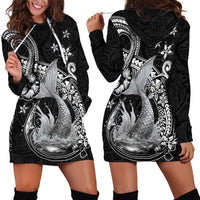Hawaii Mermaid Monotone Hoodie Dress Polynesian Pattern Fish Hook LT01 - Polynesian Pride