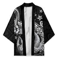 Hawaii Mermaid Monotone Kimono Polynesian Pattern Fish Hook LT01 Unisex Black - Polynesian Pride