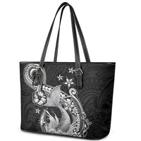 Hawaii Mermaid Monotone Leather Tote Bag Polynesian Pattern Fish Hook LT01 - Polynesian Pride