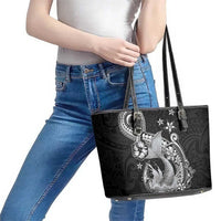 Hawaii Mermaid Monotone Leather Tote Bag Polynesian Pattern Fish Hook LT01 - Polynesian Pride