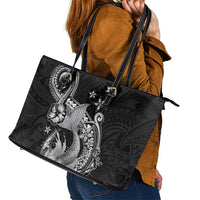 Hawaii Mermaid Monotone Leather Tote Bag Polynesian Pattern Fish Hook LT01 - Polynesian Pride