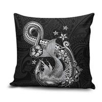 Hawaii Mermaid Monotone Pillow Cover Polynesian Pattern Fish Hook LT01 Black - Polynesian Pride