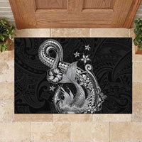 Hawaii Mermaid Monotone Rubber Doormat Polynesian Pattern Fish Hook LT01 Black - Polynesian Pride