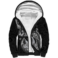 Hawaii Mermaid Monotone Sherpa Hoodie Polynesian Pattern Fish Hook LT01 Unisex Black - Polynesian Pride