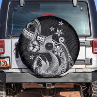 Hawaii Mermaid Monotone Spare Tire Cover Polynesian Pattern Fish Hook LT01 Black - Polynesian Pride