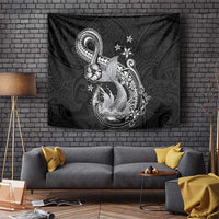 Hawaii Mermaid Monotone Tapestry Polynesian Pattern Fish Hook LT01 Black - Polynesian Pride