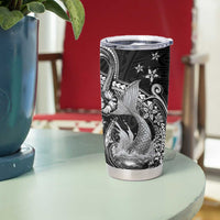 Hawaii Mermaid Monotone Tumbler Cup Polynesian Pattern Fish Hook LT01 - Polynesian Pride
