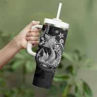 Hawaii Mermaid Monotone Tumbler With Handle Polynesian Pattern Fish Hook LT01 - Polynesian Pride