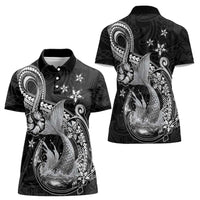 Hawaii Mermaid Monotone Women Polo Shirt Polynesian Pattern Fish Hook LT01 - Polynesian Pride