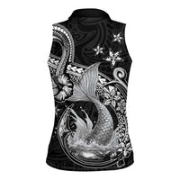 Hawaii Mermaid Monotone Women Sleeveless Polo Shirt Polynesian Pattern Fish Hook LT01 - Polynesian Pride