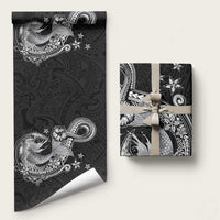 Hawaii Mermaid Monotone Wrapping Paper Polynesian Pattern Fish Hook LT01 58" × 23" Black - Polynesian Pride