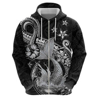 Hawaii Mermaid Monotone Zip Hoodie Polynesian Pattern Fish Hook LT01 - Polynesian Pride