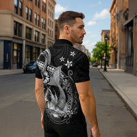 Hawaii Mermaid Monotone Zipper Polo Shirt Polynesian Pattern Fish Hook LT01 - Polynesian Pride