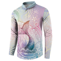 Hawaii Mermaid Sweet Pastel Button Sweatshirt Polynesian Pattern Fish Hook LT01 - Polynesian Pride