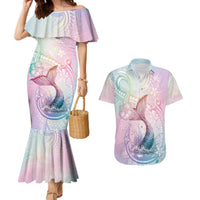Hawaii Mermaid Sweet Pastel Couples Matching Mermaid Dress and Hawaiian Shirt Polynesian Pattern Fish Hook LT01 Multicolor - Polynesian Pride