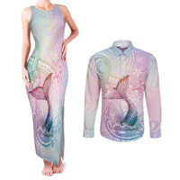 Hawaii Mermaid Sweet Pastel Couples Matching Tank Maxi Dress and Long Sleeve Button Shirt Polynesian Pattern Fish Hook LT01 Multicolor - Polynesian Pride