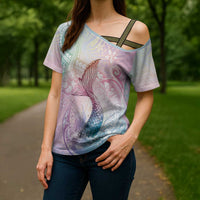 Hawaii Mermaid Sweet Pastel Cross Shoulder Shirt Polynesian Pattern Fish Hook LT01 - Polynesian Pride