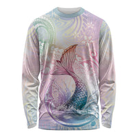 Hawaii Mermaid Sweet Pastel Long Sleeve Shirt Polynesian Pattern Fish Hook LT01 Unisex Multicolor - Polynesian Pride