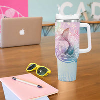 Hawaii Mermaid Sweet Pastel Tumbler With Handle Polynesian Pattern Fish Hook LT01 - Polynesian Pride