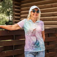Hawaii Mermaid Sweet Pastel Women Polo Shirt Polynesian Pattern Fish Hook LT01 - Polynesian Pride