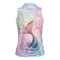 Hawaii Mermaid Sweet Pastel Women Sleeveless Polo Shirt Polynesian Pattern Fish Hook LT01 - Polynesian Pride