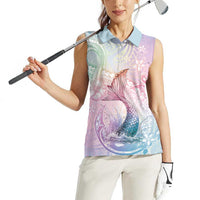 Hawaii Mermaid Sweet Pastel Women Sleeveless Polo Shirt Polynesian Pattern Fish Hook LT01 - Polynesian Pride