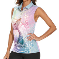 Hawaii Mermaid Sweet Pastel Women Sleeveless Polo Shirt Polynesian Pattern Fish Hook LT01 - Polynesian Pride