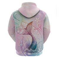 Hawaii Mermaid Sweet Pastel Zip Hoodie Polynesian Pattern Fish Hook LT01 - Polynesian Pride