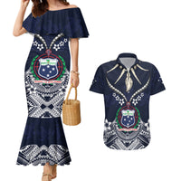 Samoa Independence Day Couples Matching Mermaid Dress and Hawaiian Shirt Ula Nifo Mix Turtle LT01 Blue - Polynesian Pride