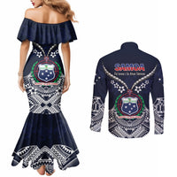 Samoa Independence Day Couples Matching Mermaid Dress and Long Sleeve Button Shirt Ula Nifo Mix Turtle LT01 - Polynesian Pride