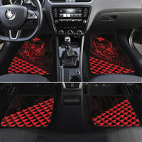 King Kamehameha Day Car Mats Kakau Polynesian Pattern LT01 Set 4pcs Red - Polynesian Pride