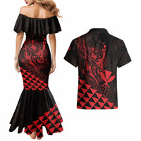 Personalized King Kamehameha Day Couples Matching Mermaid Dress and Hawaiian Shirt Kakau Polynesian Pattern LT01 - Polynesian Pride