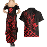 Personalized King Kamehameha Day Couples Matching Summer Maxi Dress and Hawaiian Shirt Kakau Polynesian Pattern LT01 - Polynesian Pride