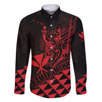 Personalized King Kamehameha Day Family Matching Off The Shoulder Long Sleeve Dress and Hawaiian Shirt Kakau Polynesian Pattern