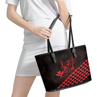 King Kamehameha Day Leather Tote Bag Kakau Polynesian Pattern LT01 - Polynesian Pride