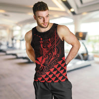 Personalized King Kamehameha Day Men Tank Top Kakau Polynesian Pattern LT01 Red - Polynesian Pride