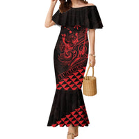 Personalized King Kamehameha Day Mermaid Dress Kakau Polynesian Pattern LT01 Women Red - Polynesian Pride