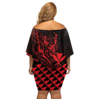 Personalized King Kamehameha Day Off Shoulder Short Dress Kakau Polynesian Pattern LT01 - Polynesian Pride