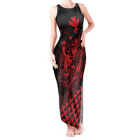 Personalized King Kamehameha Day Tank Maxi Dress Kakau Polynesian Pattern LT01 Women Red - Polynesian Pride