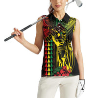 King Kamehameha Day Women Sleeveless Polo Shirt Hawaii Kakau Reggae
