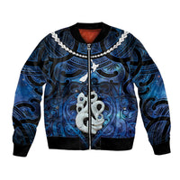 Personalized Maori Matariki Manaia Bomber Jacket Maori Kowhaiwhai Pattern Galaxy LT01 Unisex Blue - Polynesian Pride