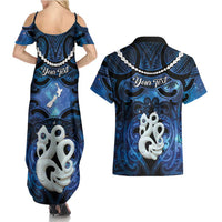 Personalized Maori Matariki Manaia Couples Matching Summer Maxi Dress and Hawaiian Shirt Maori Kowhaiwhai Pattern Galaxy